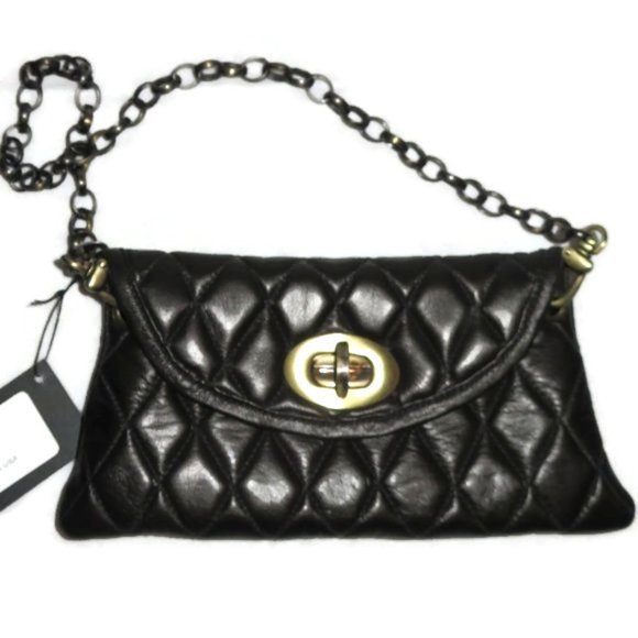 Carla Mancini Handbags - Carla Mancini Black Quilted Leather Clutch